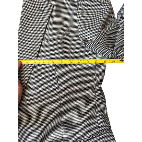 Vintage Macy’s Men’s Wool Blazer Jacket – Black & White Houndstooth – Size 44L - Picture 5 of 9